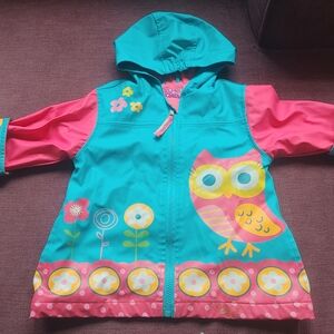 Owl Raincoat Teal And Pink